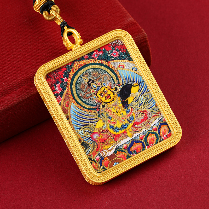 藏式半手绘描金唐卡五爷