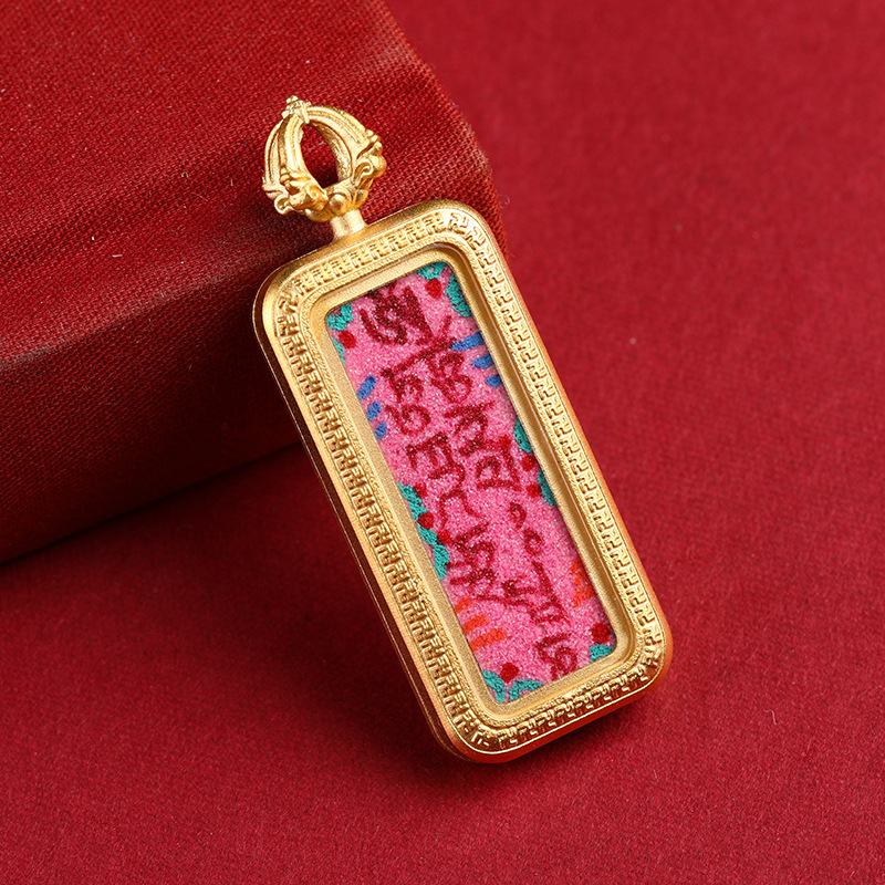 迷你纯手绘唐卡画心各种心咒藏式唐卡1*3小金条手绘唐卡吊坠