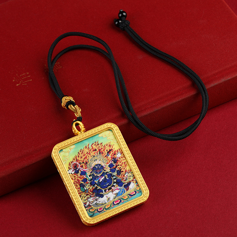 藏式吊坠半手绘描金唐卡