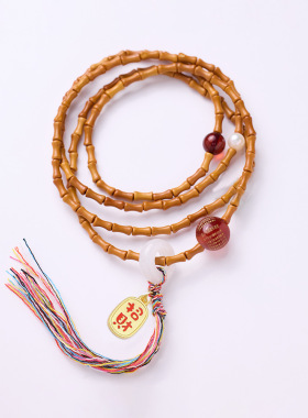 寺庙同款楠红一梦竹节橄榄核手串星月菩提红玛瑙心经三圈多宝手链