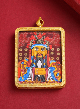 西藏唐卡吊坠五爷扎基拉姆前世今生唐卡吊坠西藏唐卡彩绘项链毛衣