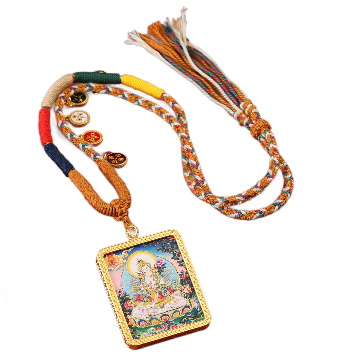 藏式描金唐卡吊坠八大守