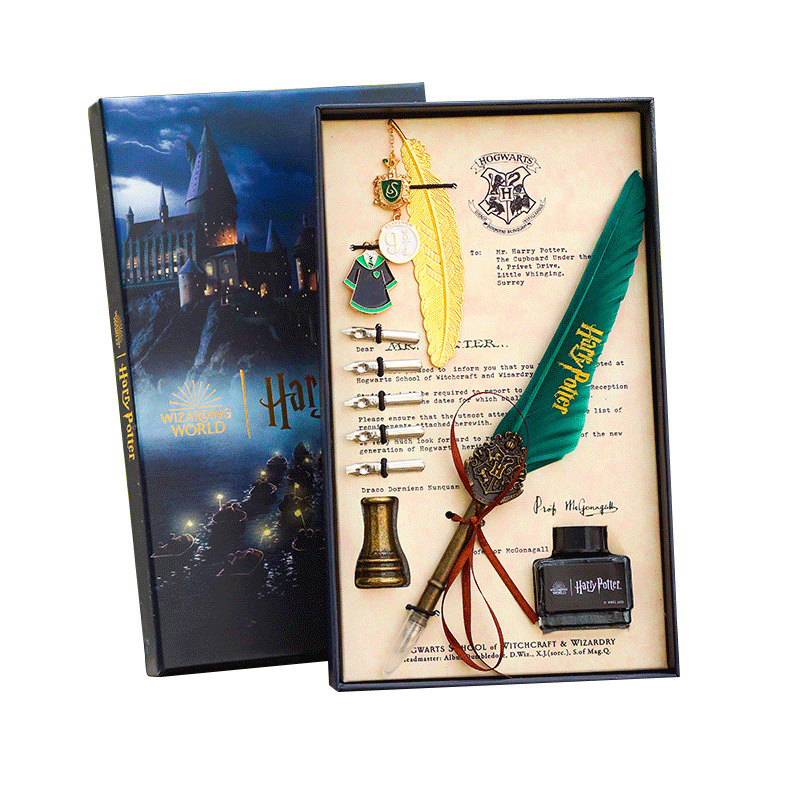 欧式羽毛笔套装带墨水英伦复古蘸水羽毛笔金属书签学生沾水笔