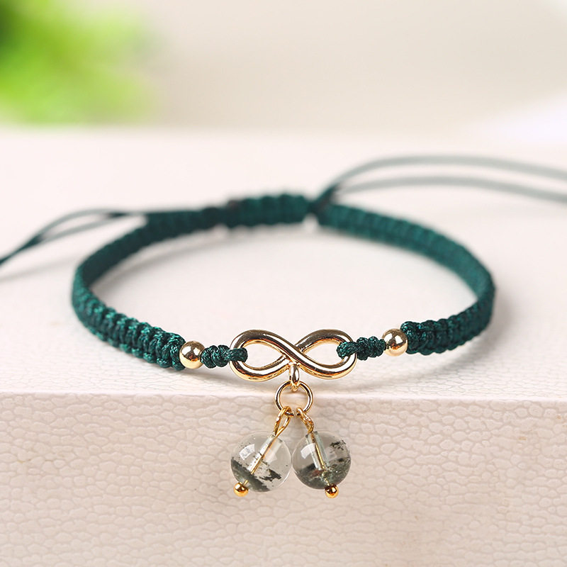 小樱桃手工草莓晶手链女编织红绳学生闺蜜礼物紫水晶灰月光可爱