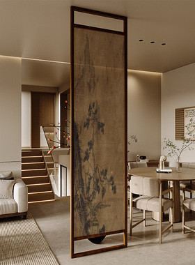 宋代美学中式屏风隔断客厅正对门卫生间玄关布艺遮挡卧室座屏古画