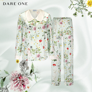 ONE真丝睡衣PEONY真丝睡衣春夏桑蚕丝甜美印花家居服套装 DARE