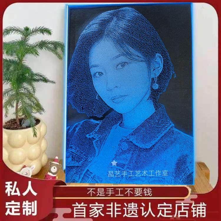 锤子画 画玻璃画 画像手工定制照片琉璃敲击画 画非遗琉璃画 画像,家居饰品,桌面摆台画,淘宝优惠券,粉丝福利购,淘宝优惠卷