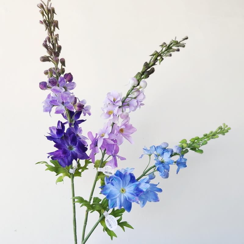 彷真大花飞燕草淡紫蓝色家居软装样板间装饰花艺客厅样板间装饰