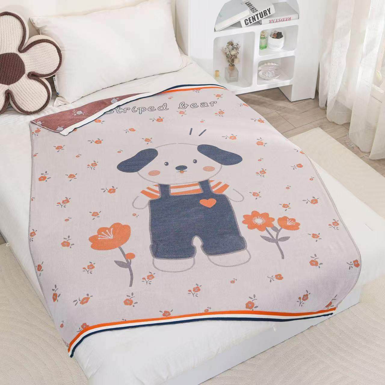 竹纤维冷感毯盖毯纱布夏季薄款双层沙发毯冰丝空调儿童毯150*200