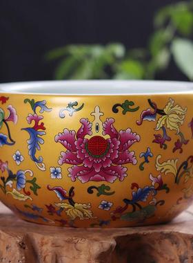 景德镇陶瓷器聚宝盆客厅玄关养鱼缸摆件水培花盆开业礼品装饰摆件