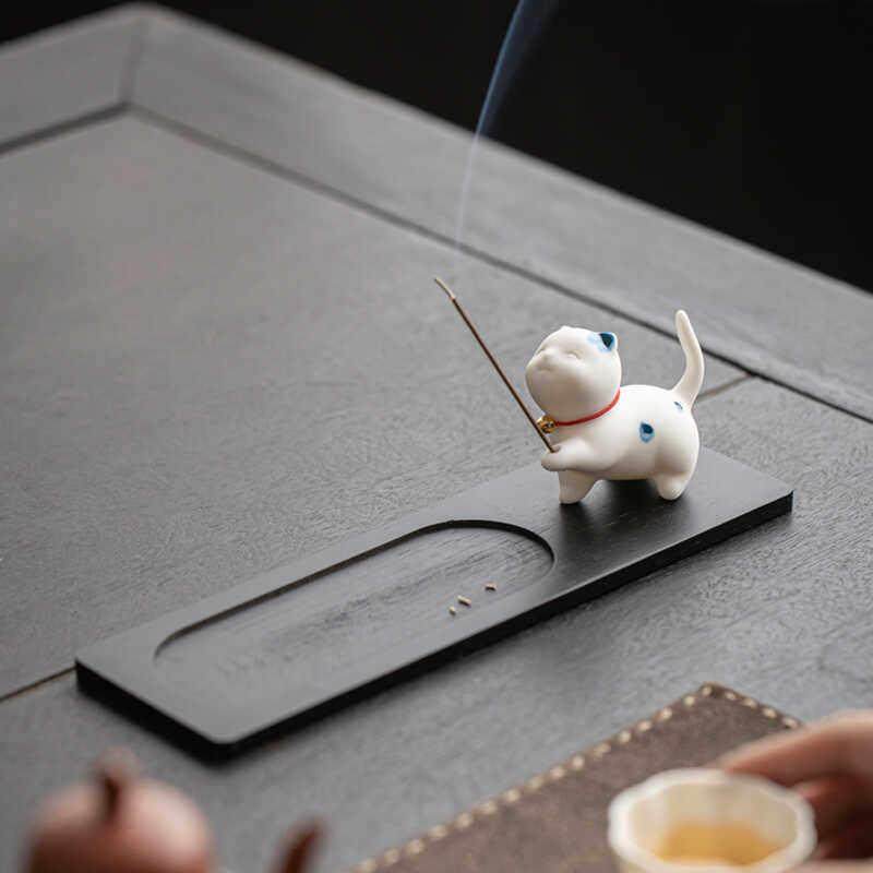 创意手绘小猫咪线香插陶瓷香薰炉摆件茶宠家用室内熏香座檀沉香道,家居饰品,香薰炉,淘宝优惠券,粉丝福利购,淘宝优惠卷