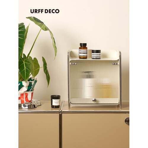 URFF DECO小光收纳柜橱房台面杯子调味料轻奢多功能防尘置物架黑