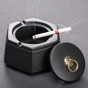 个性时尚中式复古家用客厅茶几大号烟灰缸带盖酒吧办公室装饰用品