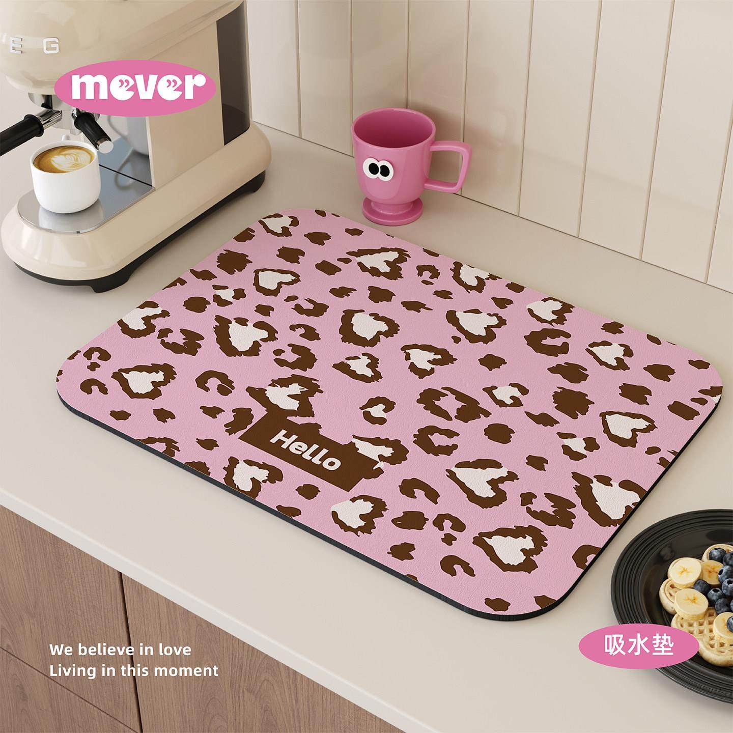 甜酷风豹纹高级感沥水垫厨房台面硅藻泥吸水垫咖啡机垫子隔热茶垫,居家布艺,餐垫,淘宝优惠券,粉丝福利购,淘宝优惠卷
