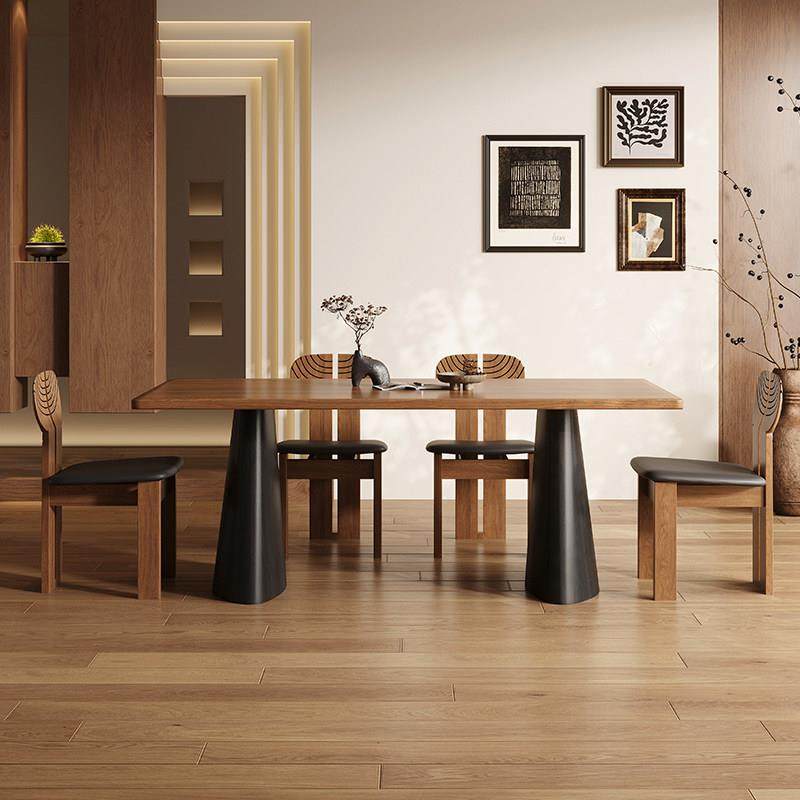 中古风实木餐桌长方形2024新款设计师创意复古家用黑胡桃实木饭桌,住宅家具,实木餐桌,淘宝优惠券,粉丝福利购,淘宝优惠卷