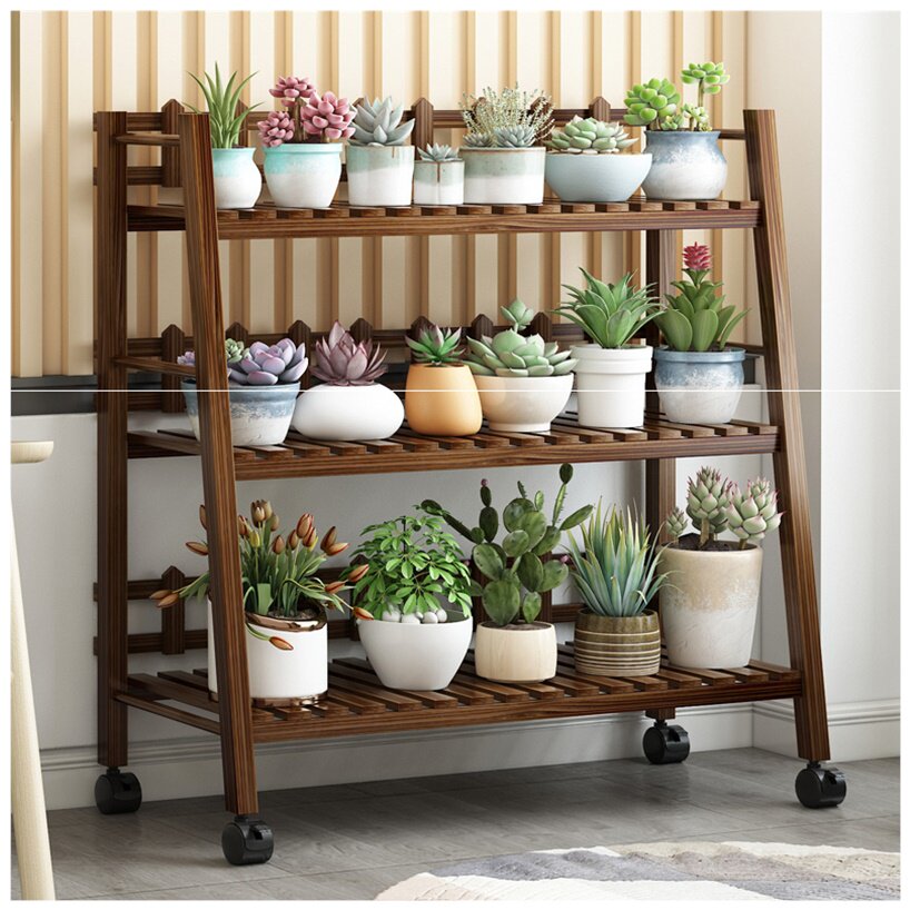 阳台花园花架子多层室内家用实木多肉花盆架客厅落地式绿萝置物架 侠购省钱