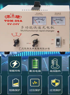 乐牌多功车电瓶充电器12V42伏20A纯铜通用大功率摩托汽车叉能电池