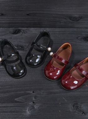 韩版童鞋2026女童春秋新款玛丽珍珍珠公主小皮鞋儿童新年红色单鞋