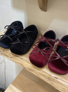 韩版童鞋2025女童秋冬新款蝴蝶结金丝绒公主皮鞋儿童红色新年单鞋