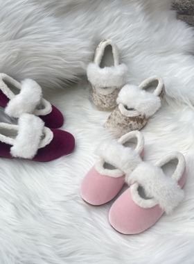 韩版童鞋2025女童冬季新款玛丽珍公主新年棉鞋儿童毛球毛绒毛毛鞋