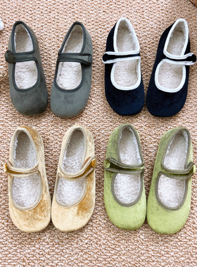 韩国童鞋2025女童秋季新款韩版金丝绒复古单鞋儿童新年公主奶奶鞋