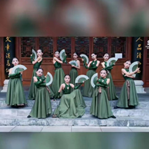 古典舞芒种骁爵士舞蹈服改良中国风国潮走秀服装儿童540度大摆裙
