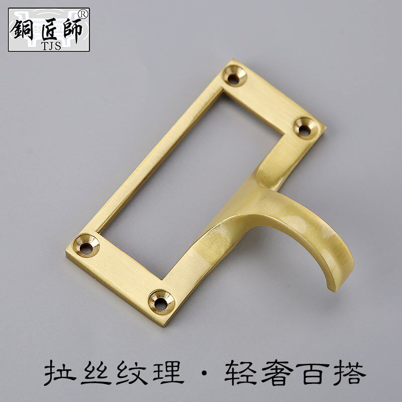 新中式黄铜金色轻奢衣柜药柜抽屉拉手纯铜五金标签明装橱柜门把手