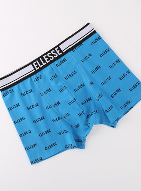 外贸内裤男出口意大利潮牌纯棉印花男士平角裤青年学生四角底裤头