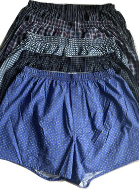 出口日单梭织透气薄款纯棉家居短裤男阿罗裤夏季宽松平角内裤大码