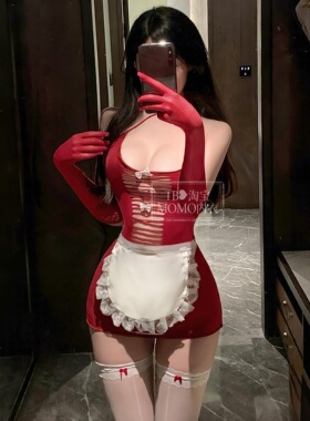 GJ诡计「撕拉女仆」性感女仆战袍红色装小胸情调趣味制服qqny内衣