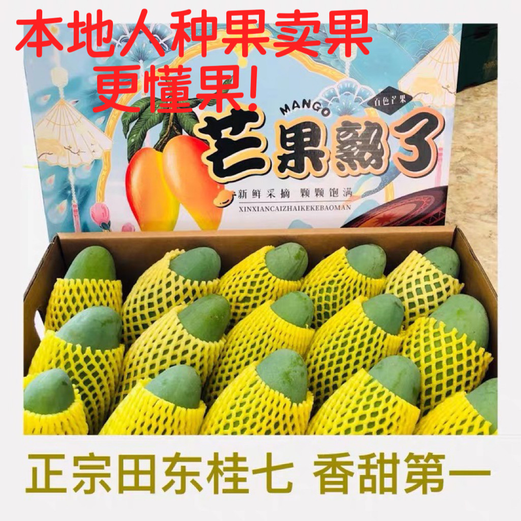 广西百色芒果新鲜应季水果正宗田东桂七净果10斤装送人礼盒装包邮