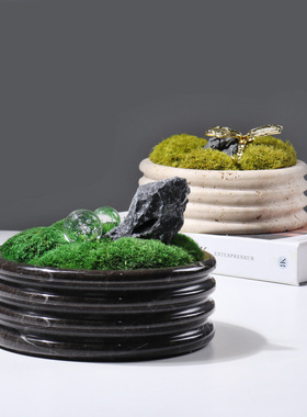 新中式苔藓盆栽桌面盆景轻奢摆件