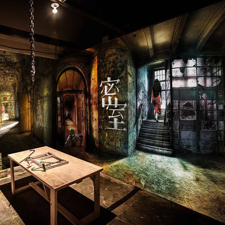 3d立体密室逃脱恐怖鬼屋无纺布墙布酒吧ktv背景大型壁画装修装饰