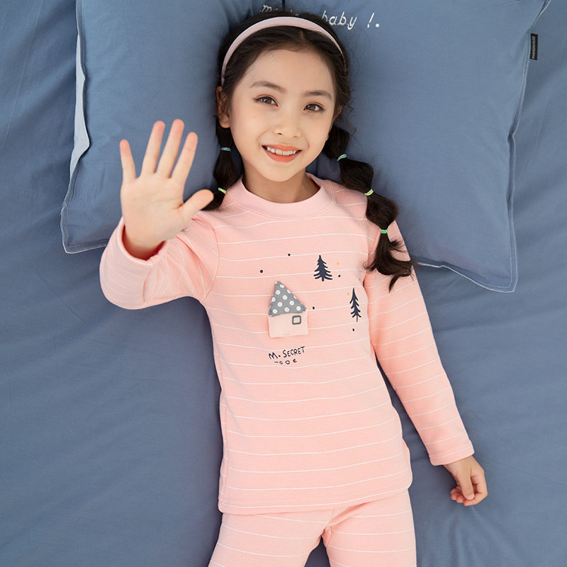 GIRLS THERMAL UNDERWEAR SET PILE THICKENED COTTON WINTER BABY LOUNGEWEAR KIDS GIRLS BEAUTIFUL PAJAMAS