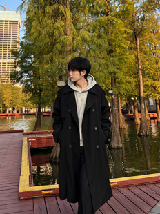 COCKTAIL BAR韩系风衣外套男春秋季新款休闲过膝中长款英伦风大衣