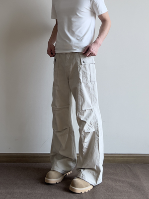 COCKTAIL美式复古工装裤伞兵vibe直筒做旧褶皱牛仔休闲裤子男女