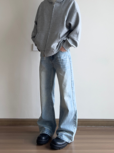 COCKTAIL美式复古小众水洗做旧牛仔裤男女cleanfit街头宽松长裤子