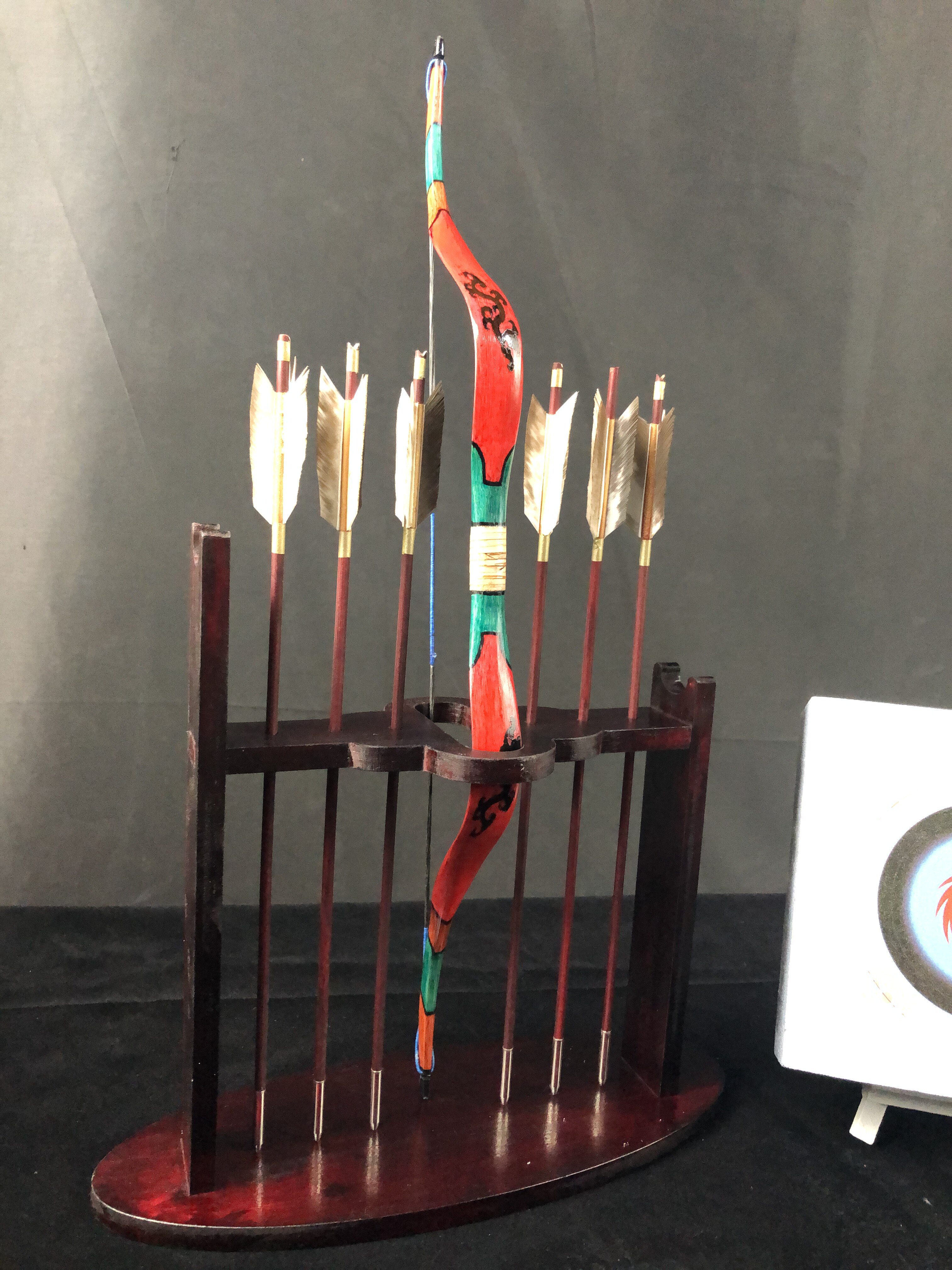 弓箭文化文创产品迷你2号小弓 天然竹子制作参考传统弓形手绘图案