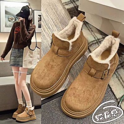 品牌厚底防滑皮毛一体雪地靴女