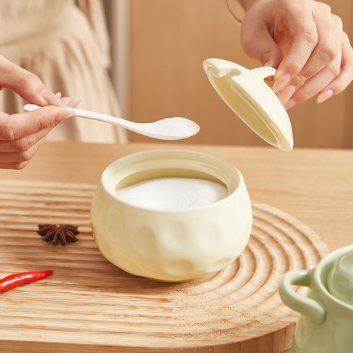 大容量陶瓷盐罐大口径方便舀取