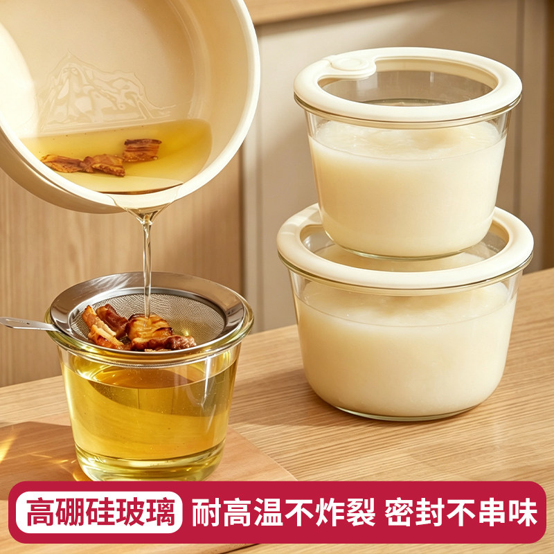 【加厚高硼硅玻璃】耐高温猪油罐图片