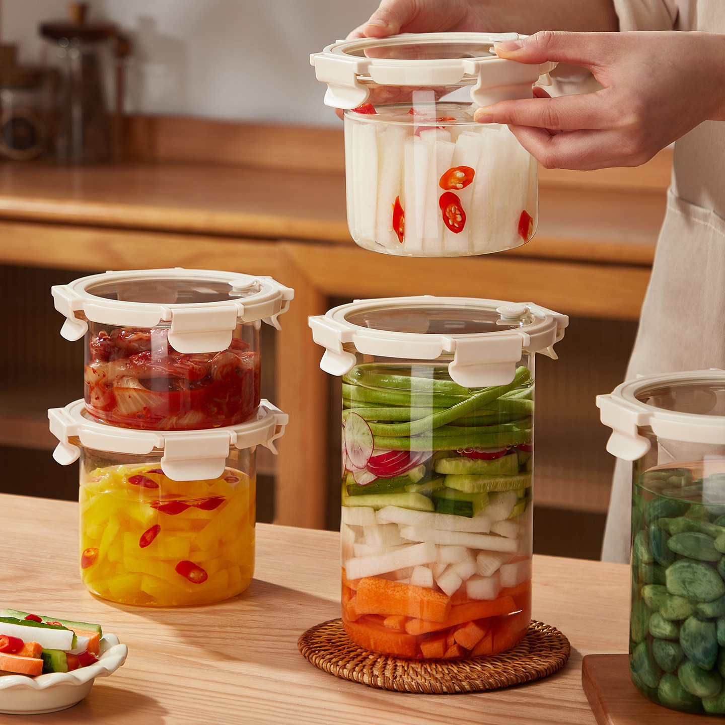 泡菜罐子玻璃食品级加厚密封罐泡菜专用坛子家用腌菜的容器咸菜罐,厨房/烹饪用具,密封罐,淘宝优惠券,粉丝福利购,淘宝优惠卷