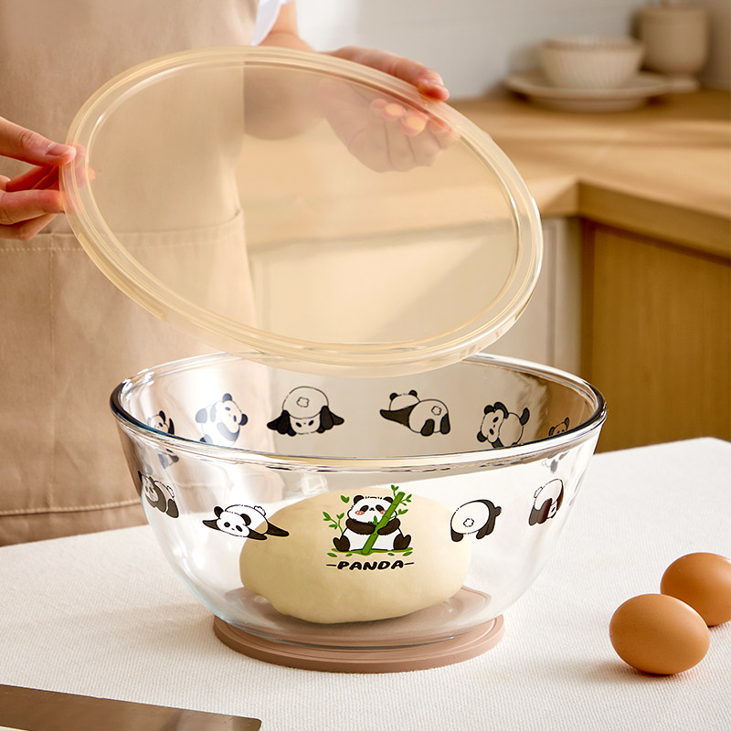 和面盆耐高温玻璃碗带盖发面揉面盆食品级家用发酵打蛋奶油烘焙盆,餐饮具,盆,淘宝优惠券,粉丝福利购,淘宝优惠卷