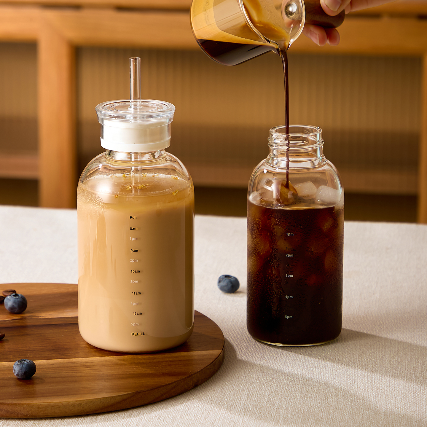 【耐热防爆】咖啡玻璃杯带盖便携