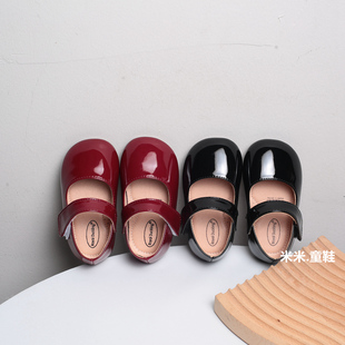 镜面女童公主皮鞋春0-1-2岁3全黑宝宝礼服鞋婴儿学步鞋红色周岁鞋