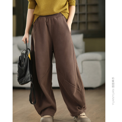 立体拼接加绒卫裤显瘦休闲裤