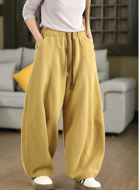 【神裤625g加厚不加绒 秋冬版】针织棉卫裤宽松弯刀裤镰刀裤