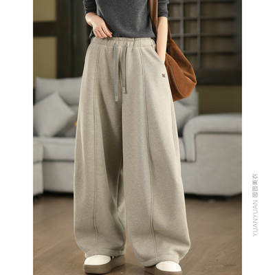 高克重加绒针织棉卫裤香蕉裤