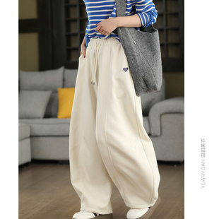 高密针织棉显瘦弯刀裤女系带松紧腰宽松卫裤春款镰刀裤休闲香蕉裤