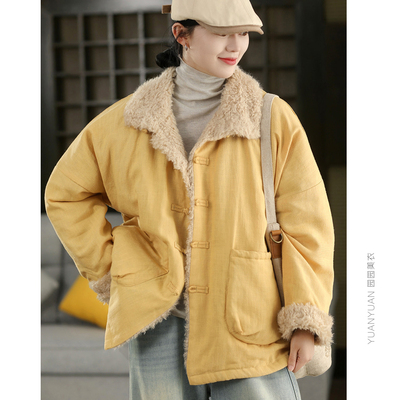 纯亚麻盘扣夹棉棉袄棉服外套